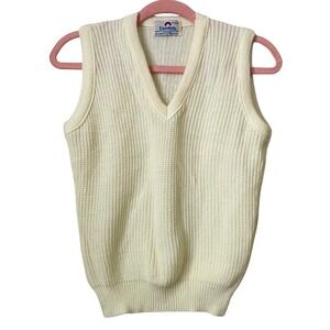 Vintage Denton Sweater Vest Womens Medium Butter Yellow Knit Preppy Y2K Academia